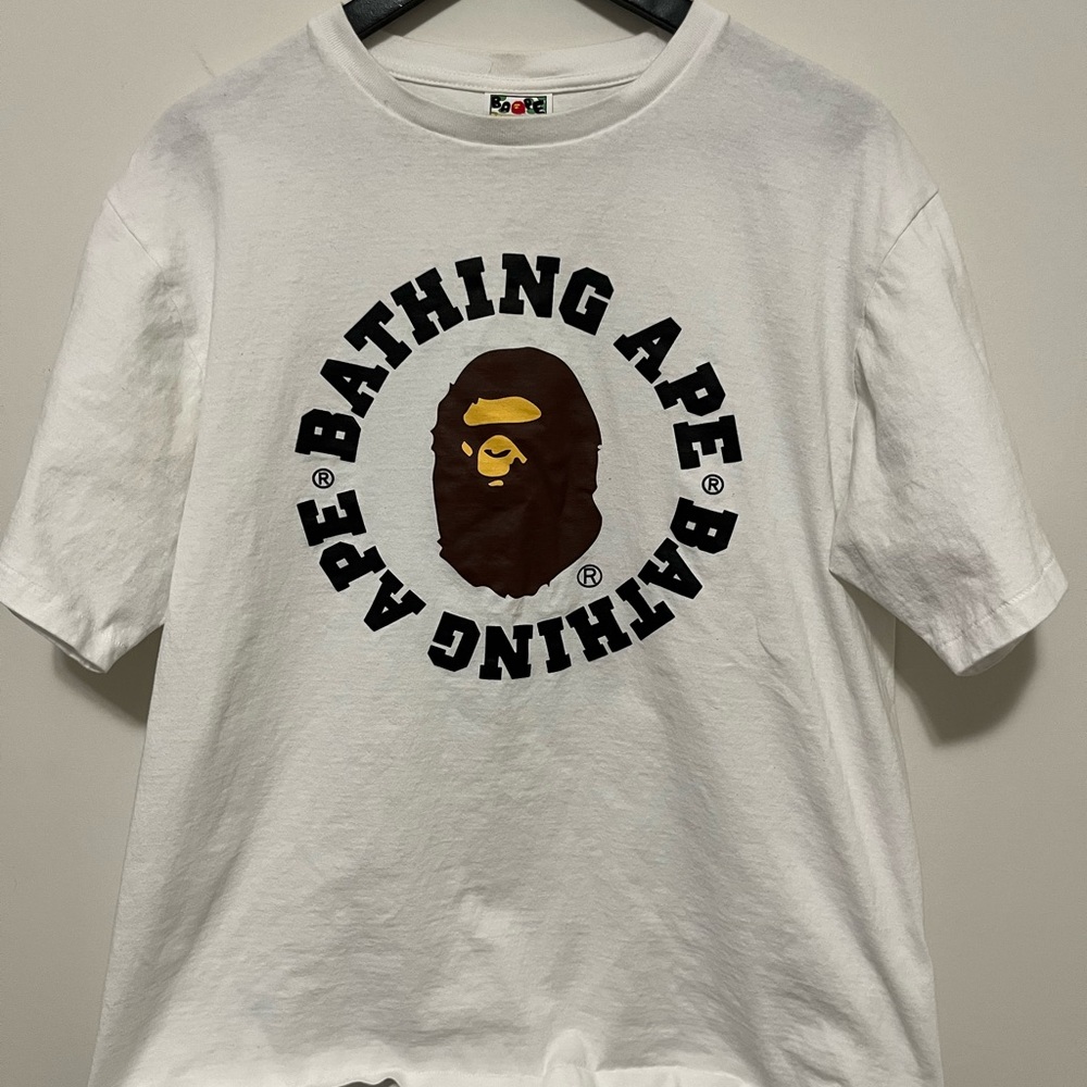 Bape White and Brown Short Sleeve Tee